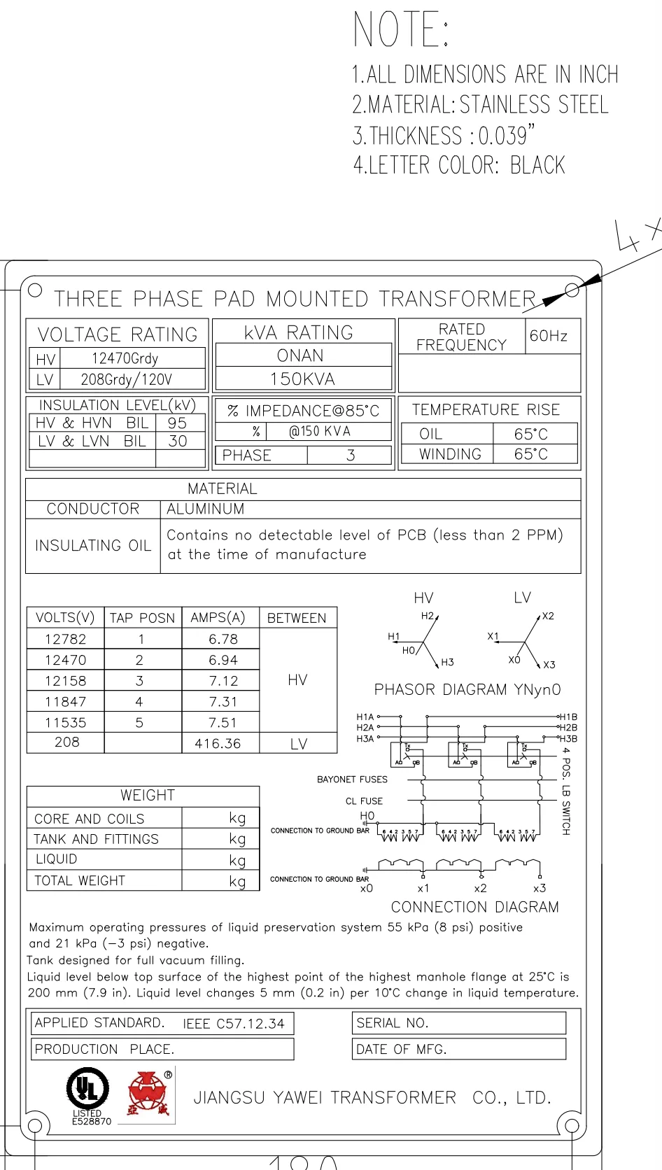 A transformer nameplate provides the original electrical baseline, but it does not prove that the old rating and protection remain correct.